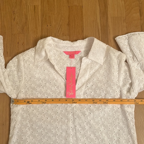 🆕 Lilly Pulitzer Ginger Top Resort White Fishy Eyelet Women’s Size XS - Picture 4 of 15